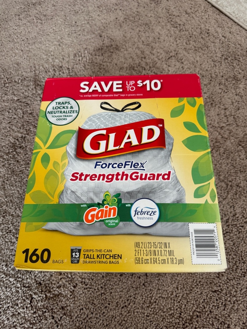 Glad ForceFlex Tall Kitchen Drawstring Trash Bags, 13 Gallon, 160 ct. - Picture 5 of 6
